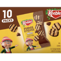 Keebler Fudge Stripes Minis, Original Shortbread Mini Cookies Coated in Keebler Fudge