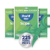 Oral-B Glide Mint Dental Floss Picks with Long Lasting Scope Flavor, 3 Pack of 75 Picks (225 Total)