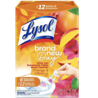 Lysol Click Gel Automatic Toilet Bowl Cleaner, Toilet Gel Stamp, Toilet Freshener, Bathroom Essentials, Refreshing Mango & Hibiscus Scent, 6 Count (Pack of 1)
