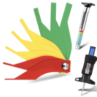 3 Pieces Tire Tread Depth Gauge Tool Digital Tread Depth Gauge Brake Lining Thickness Ruler Coded Tire Automotive Brake Pad Measure Ruler for Motorcycle