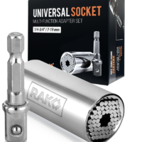 RAK Super Universal Socket Tool, 7-19mm Universal Socket Wrench Set, Gator Grip with Power Drill Adapter Set