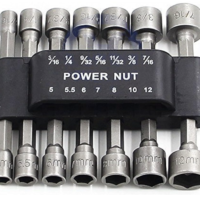 14pcs Power Nuts Driver Drill Bit Tools Set Metric Socket Wrench Screw 1/4'' Driver Hex Keys